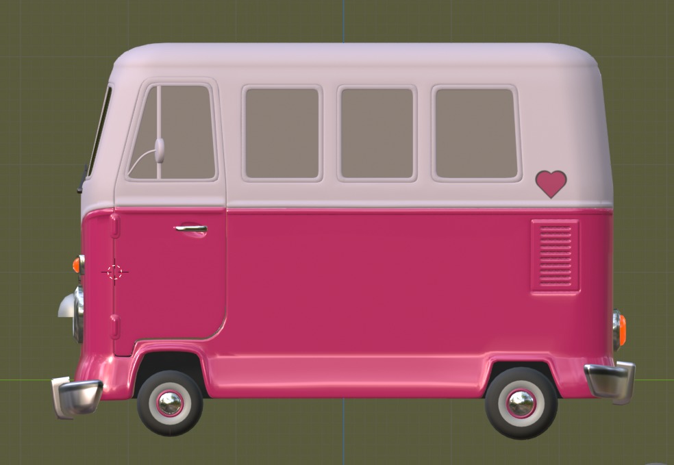 Stylized Cartoon van T1 Low poly Low-poly 3D model_10