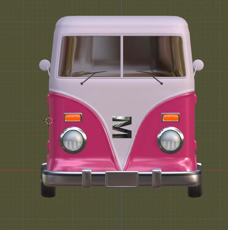Stylized Cartoon van T1 Low poly Low-poly 3D model_12
