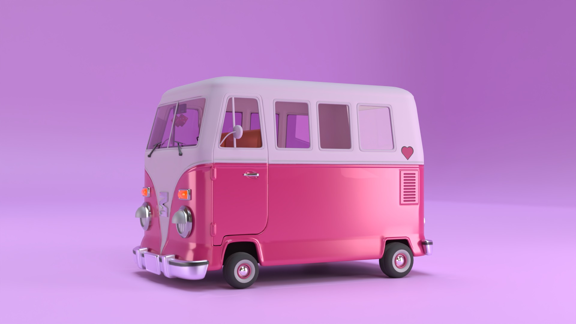Stylized Cartoon van T1 Low poly Low-poly 3D model_18