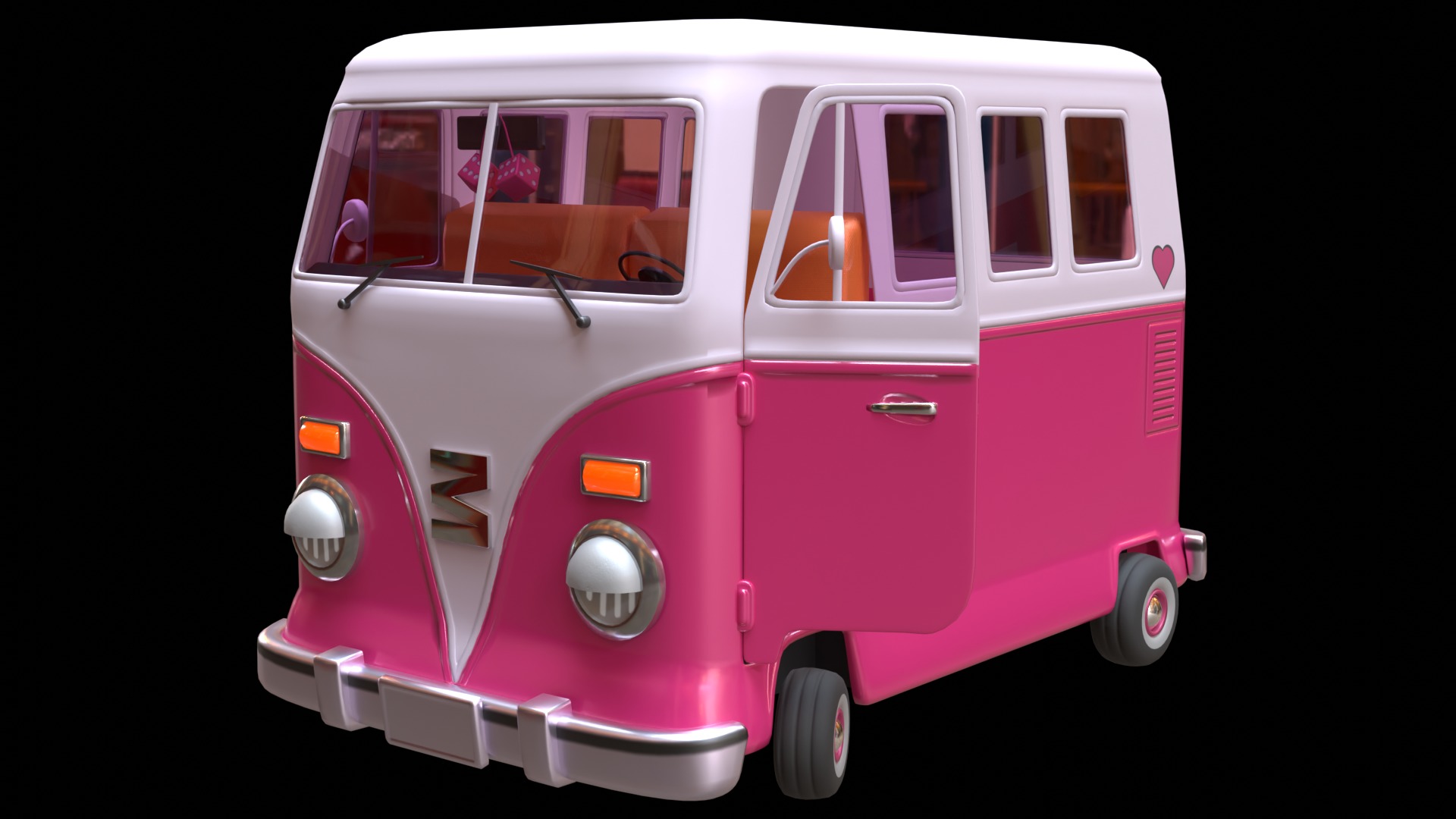 Stylized Cartoon van T1 Low poly Low-poly 3D model_2