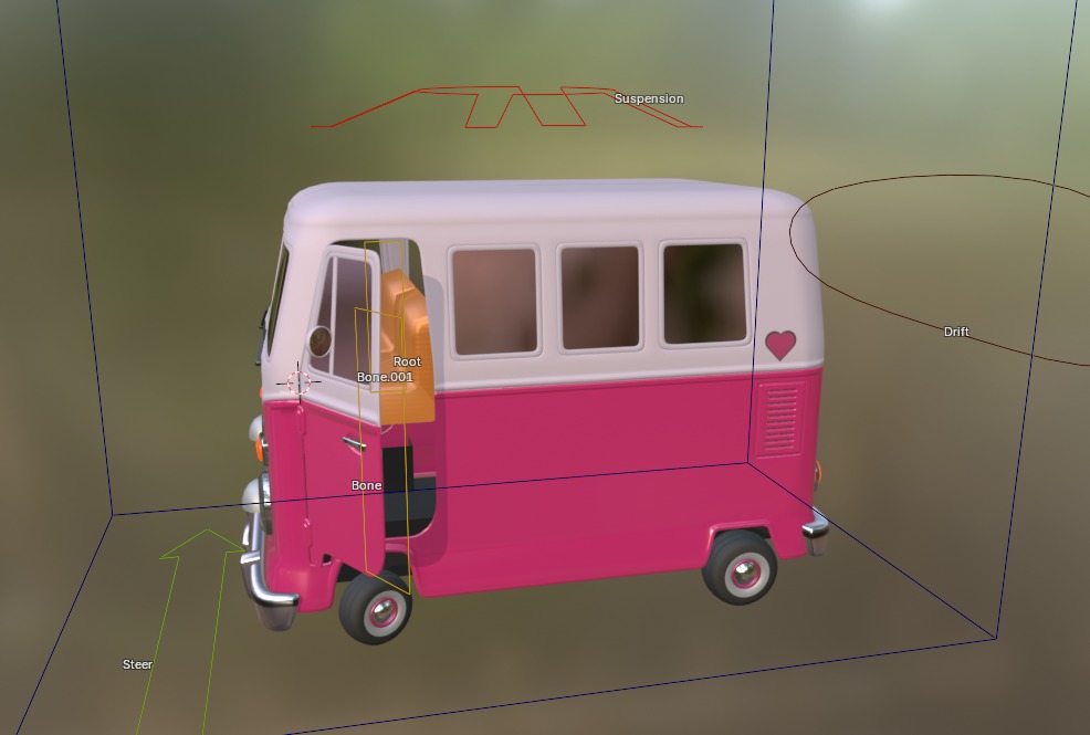 Stylized Cartoon van T1 Low poly Low-poly 3D model_17