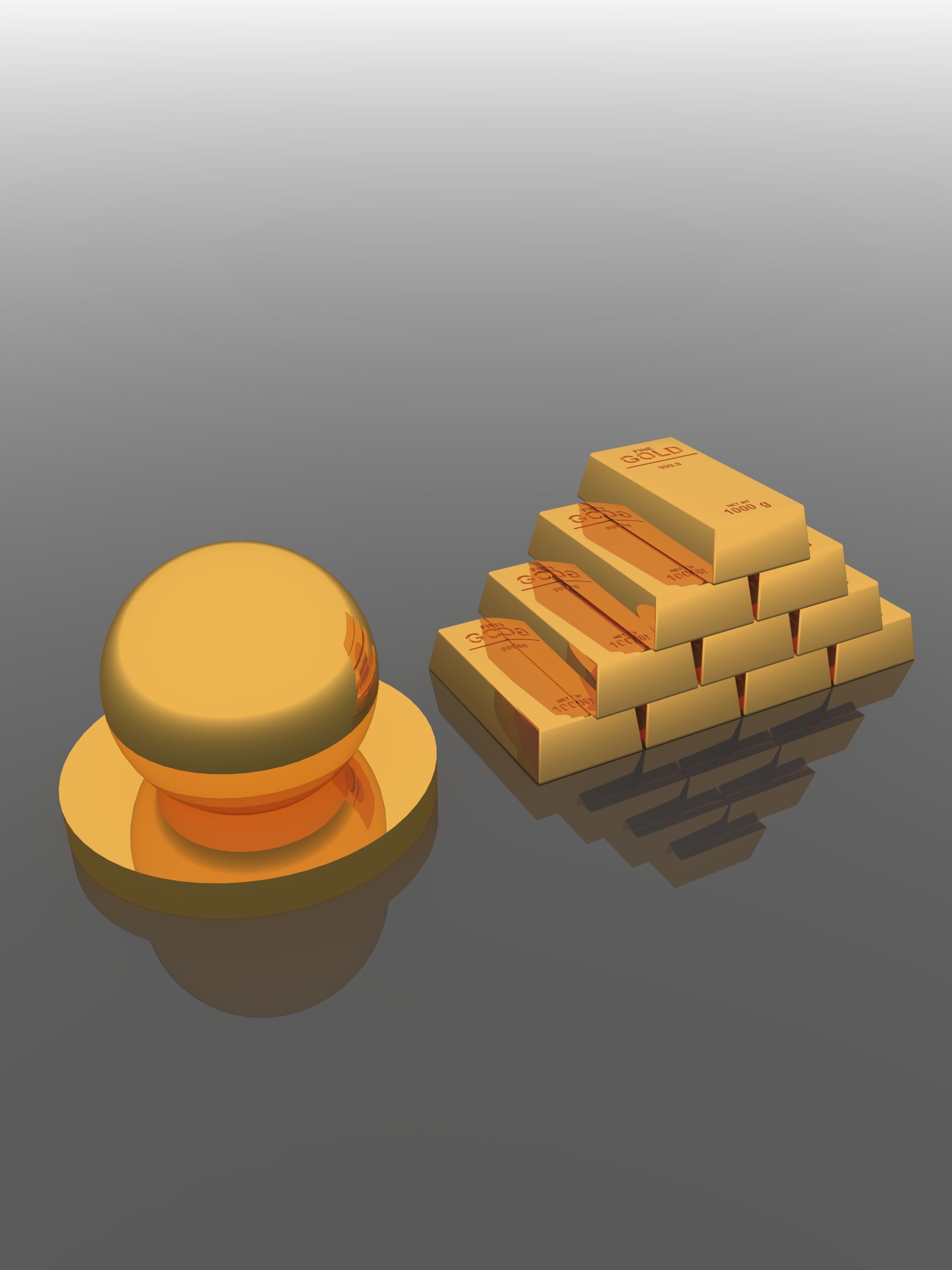 Gold Bar 3D poly model Free 3D model_1