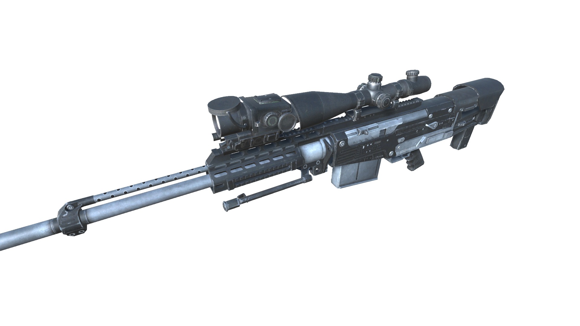 22-AS50-gun model 3d game ready model Low-poly 3D model Low-poly 3D model_2