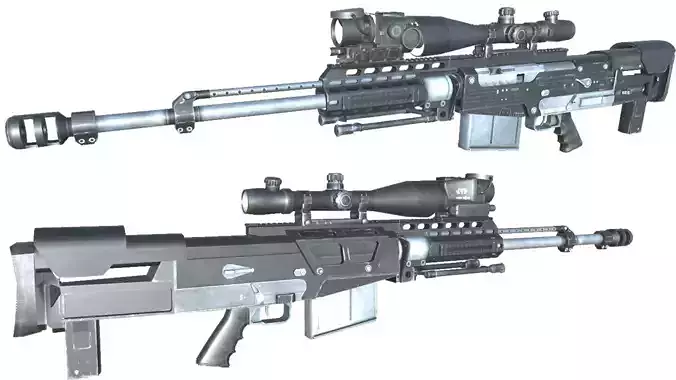 22-AS50-gun model 3d game ready model Low-poly 3D model