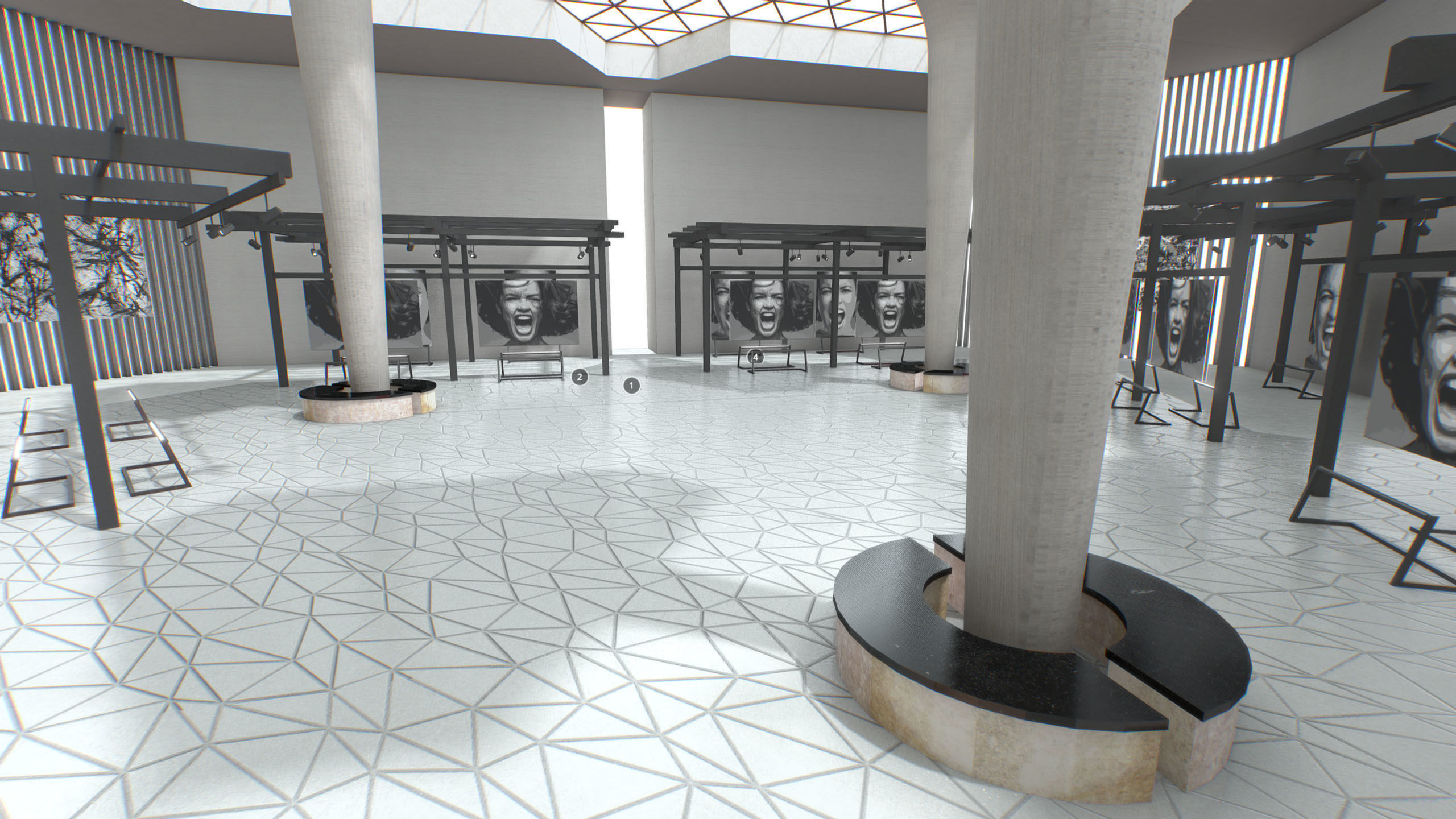 G0021 VR Virtual Reality Art gallery Cry Low-poly 3D model_7