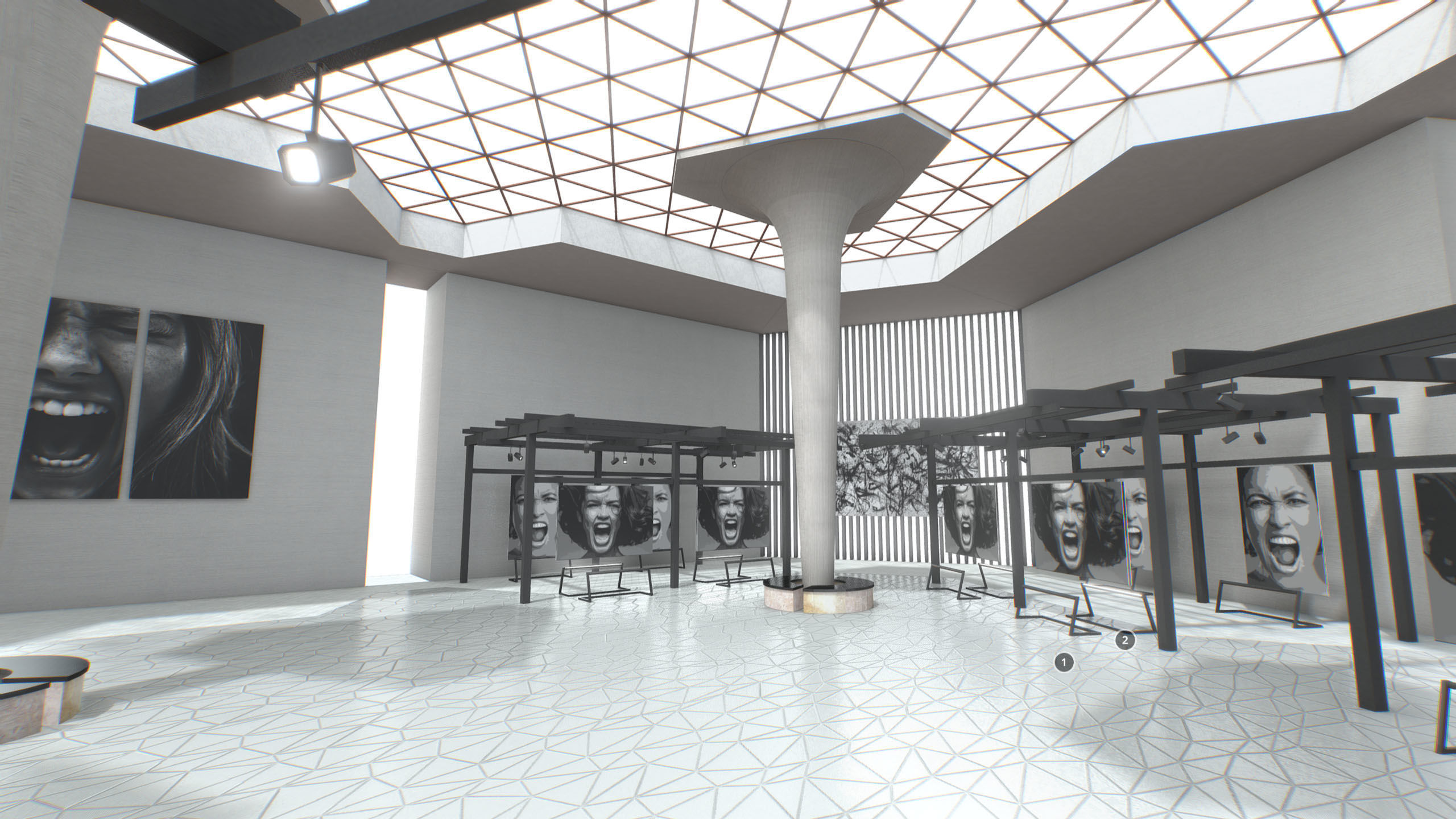 G0021 VR Virtual Reality Art gallery Cry Low-poly 3D model_2