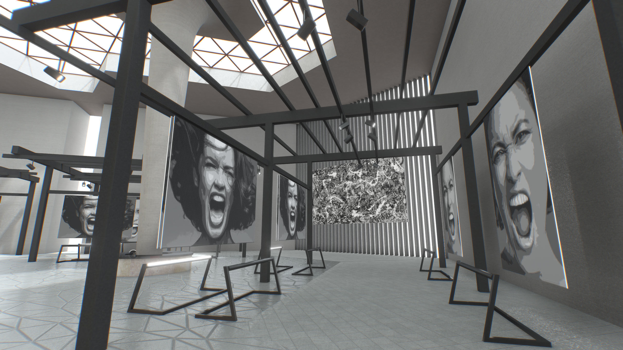 G0021 VR Virtual Reality Art gallery Cry Low-poly 3D model_5