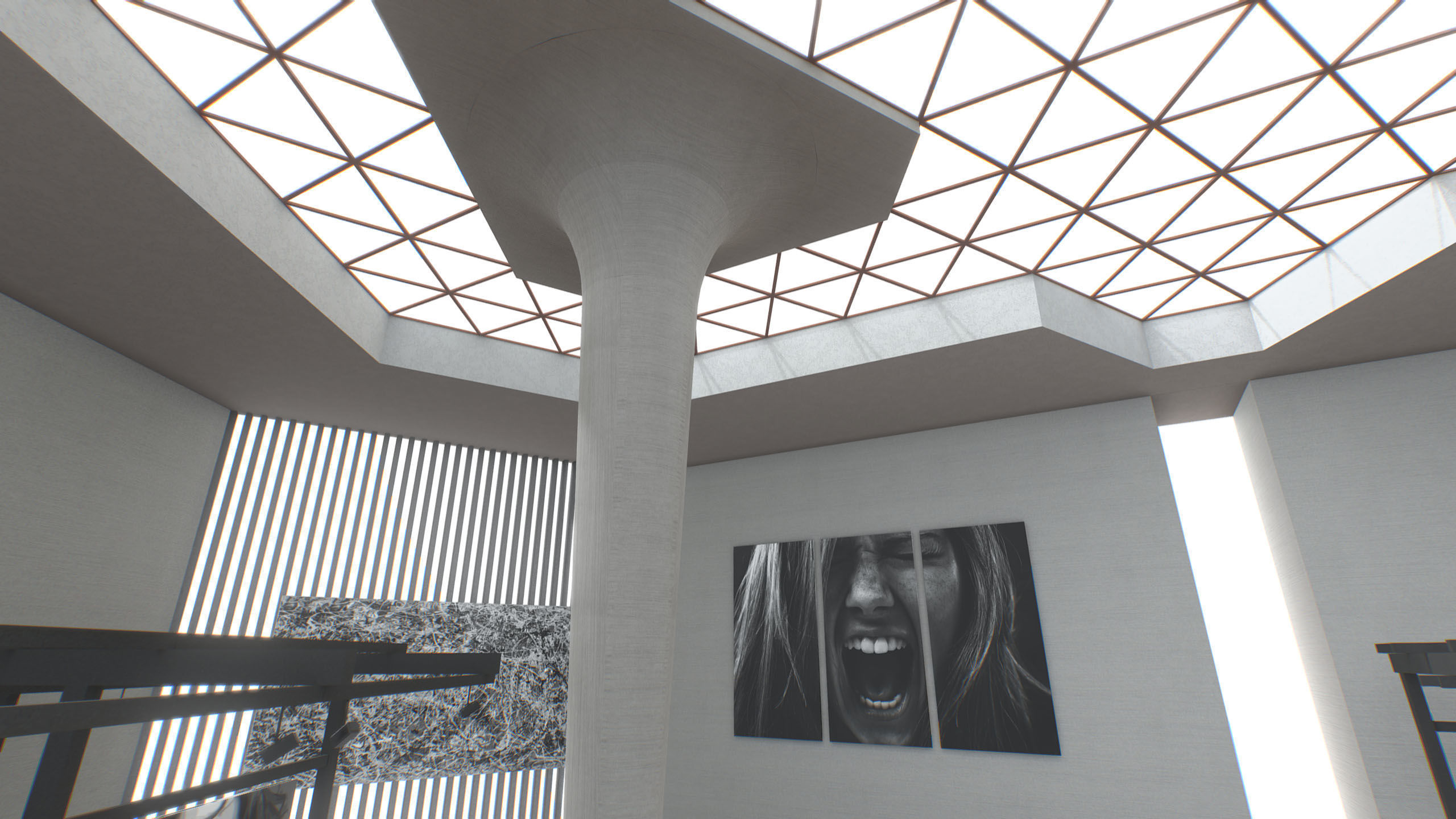 G0021 VR Virtual Reality Art gallery Cry Low-poly 3D model_3