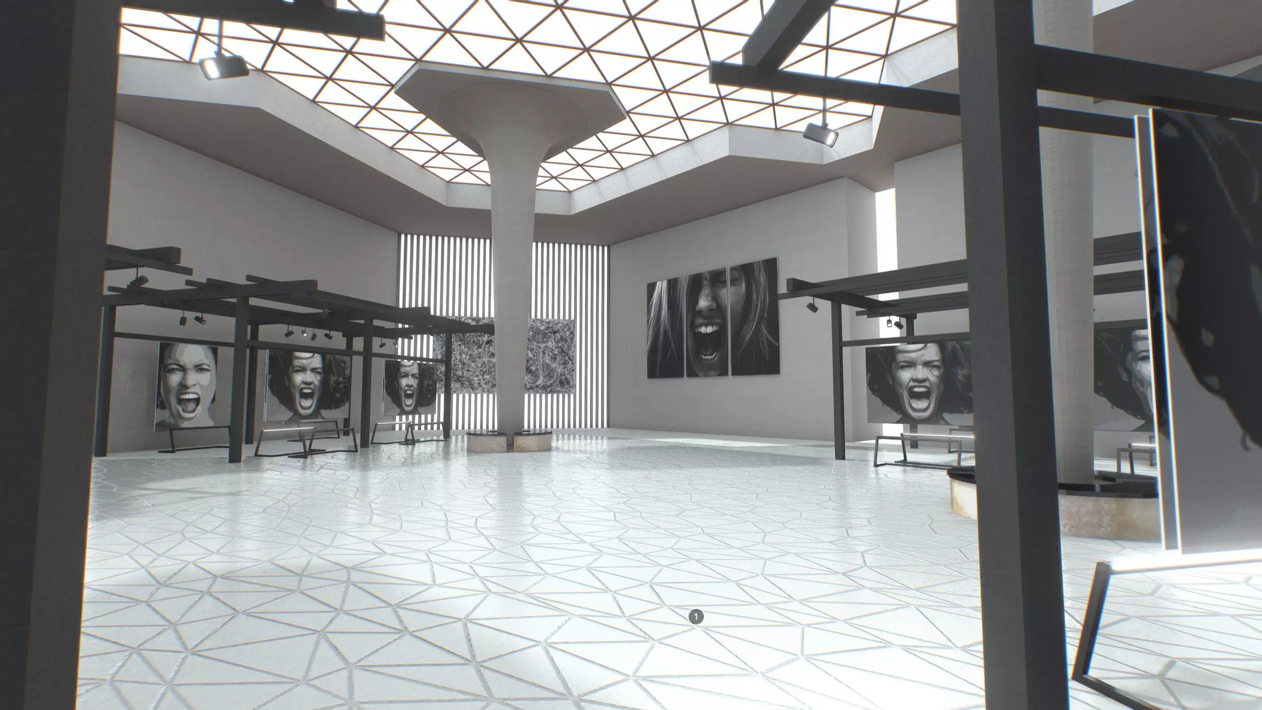 G0021 VR Virtual Reality Art gallery Cry Low-poly 3D model_0