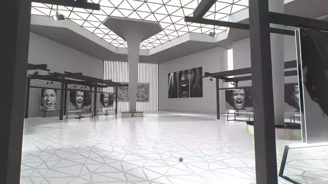 G0021 VR Virtual Reality Art gallery Cry Low-poly 3D model