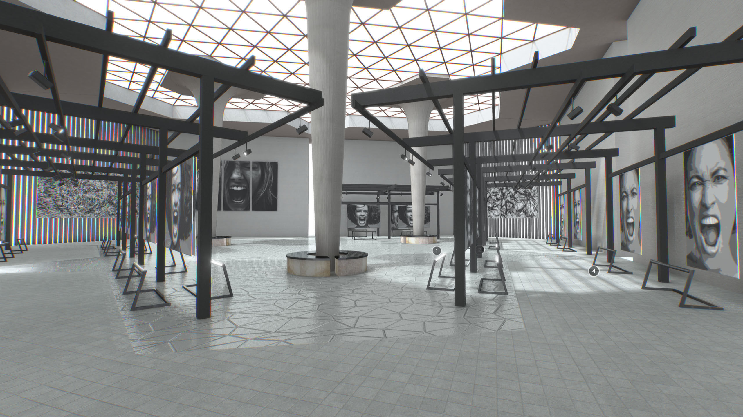 G0021 VR Virtual Reality Art gallery Cry Low-poly 3D model_8