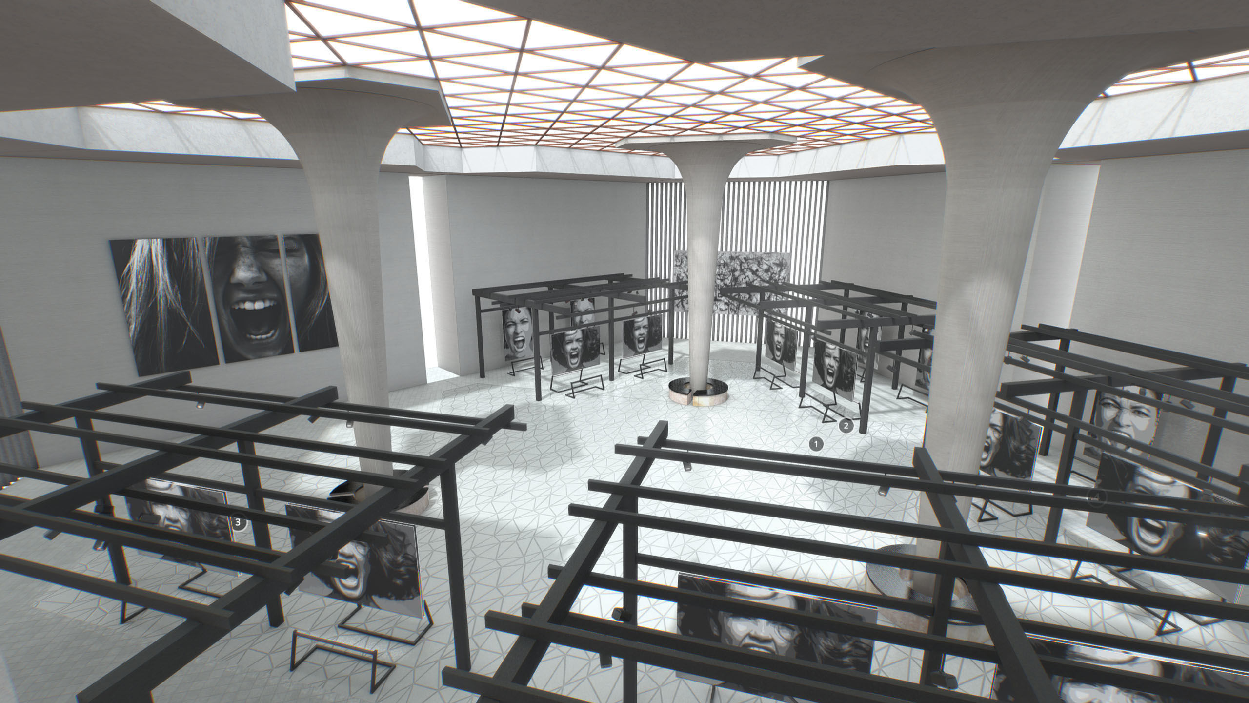 G0021 VR Virtual Reality Art gallery Cry Low-poly 3D model_6