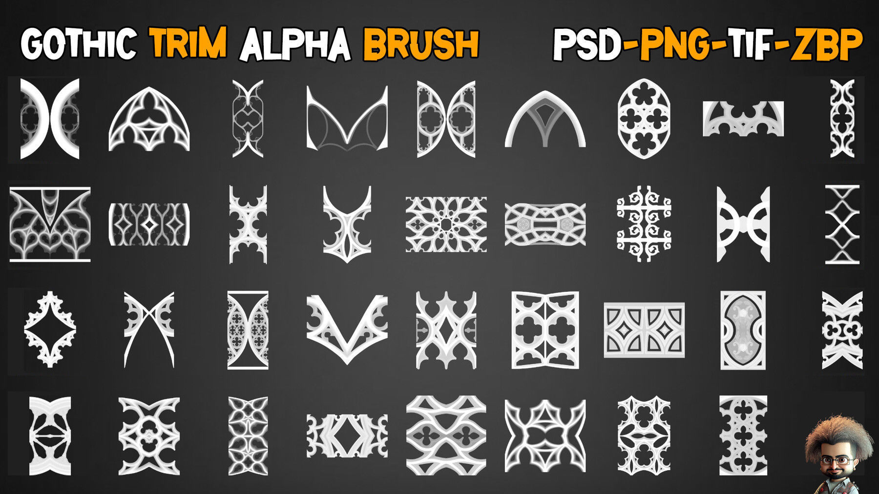 35 Gothic Trim Brushes Vol 14 Low-poly 3D model_11