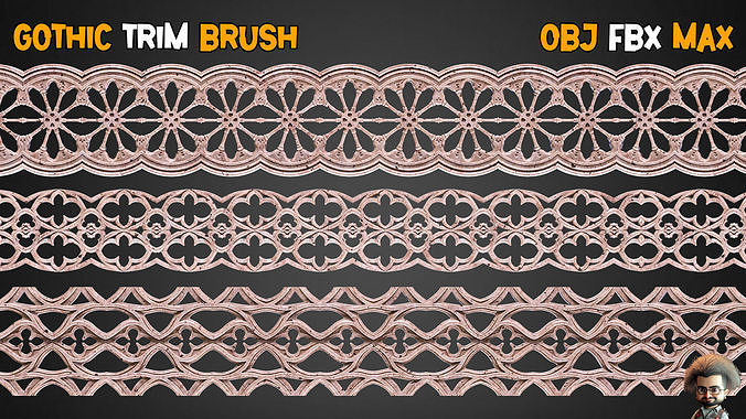 35 Gothic Trim Brushes   Vol 14 Low-poly 3D model