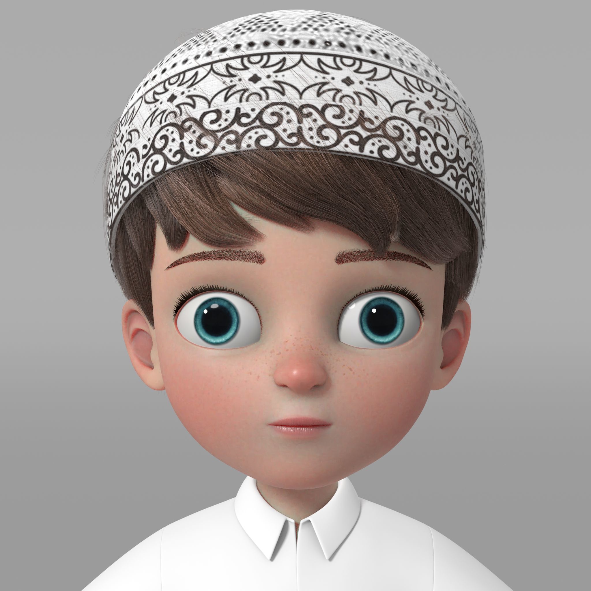 Arab kids character Abdulla with Texture Rig Hair file 3D model 3D model_2