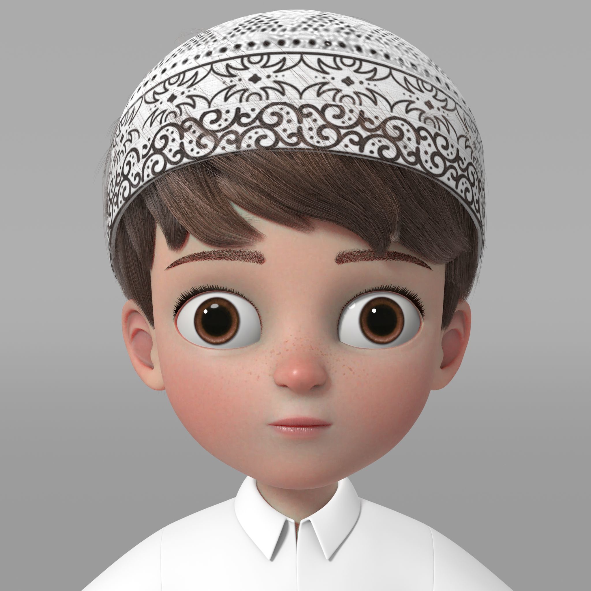 Arab kids character Abdulla with Texture Rig Hair file 3D model 3D model_3