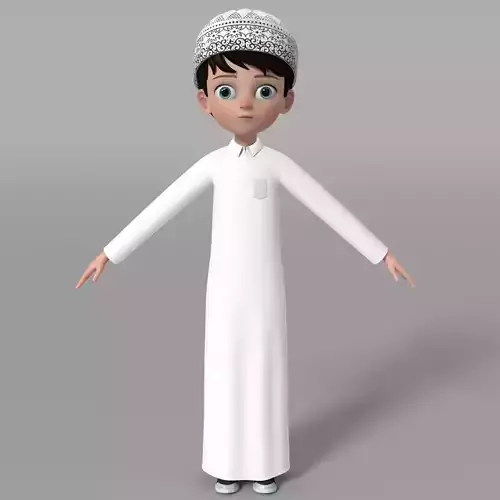 Arab kids character Abdulla with Texture Rig Hair file 3D model