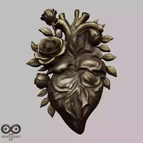 Rose Heart Sculpture STL file for 3d printing or CNC