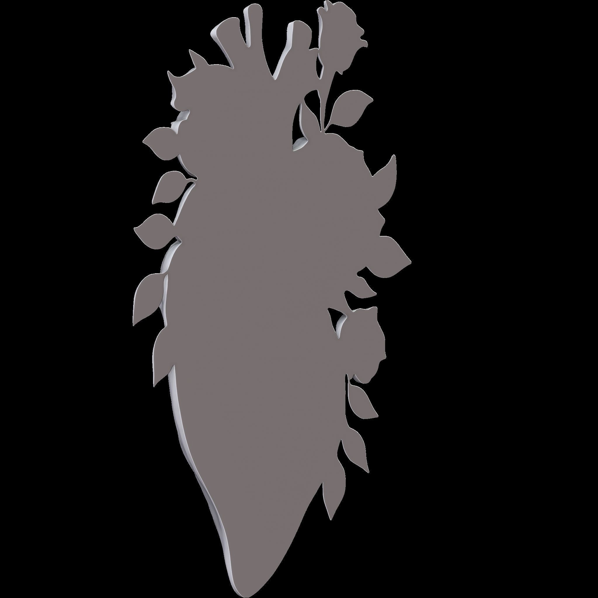 Rose Heart Sculpture STL file for 3d printing or CNC 3D print model_10