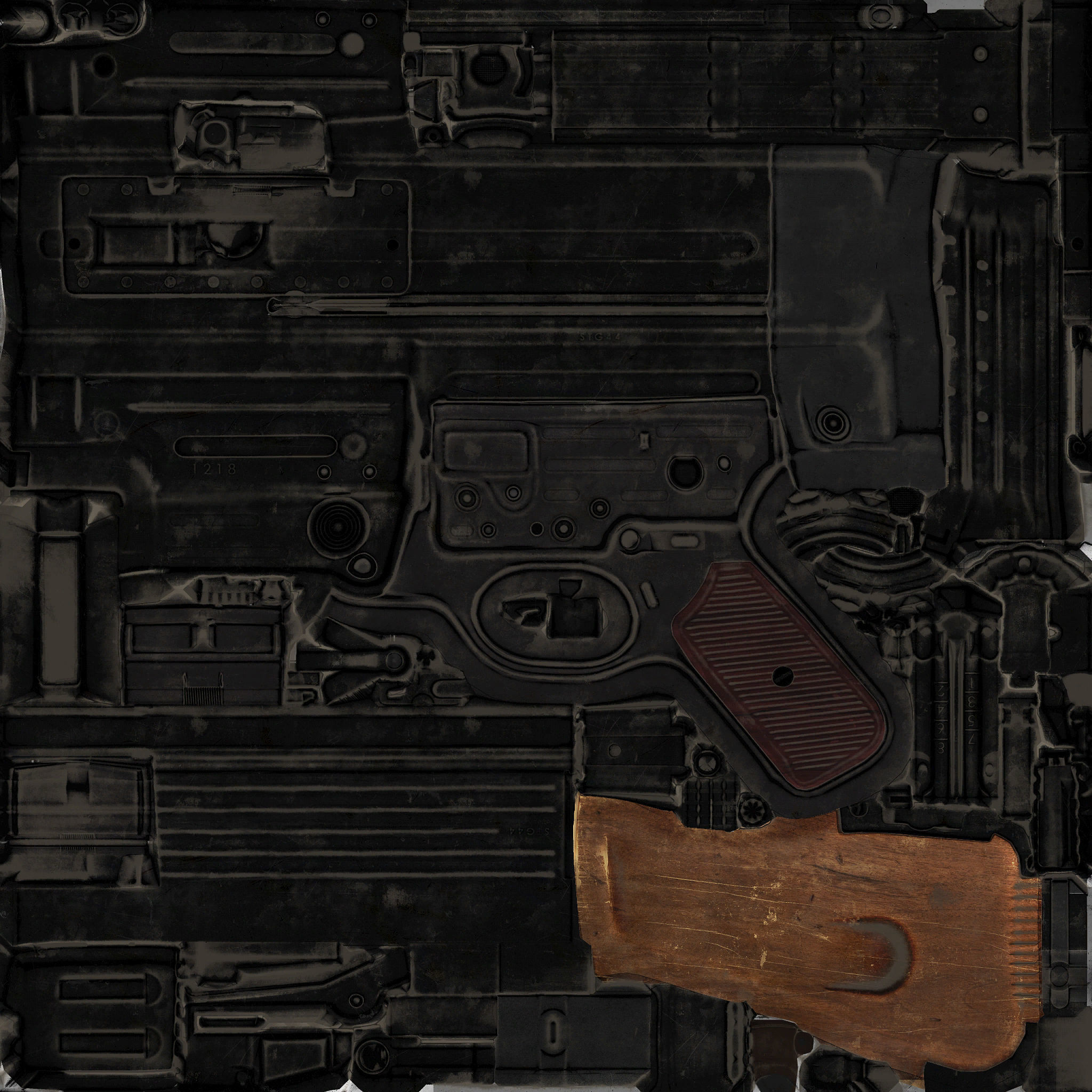 28-Assault-Rifle-STG44gun model 3d game ready model Low-poly 3D model_25