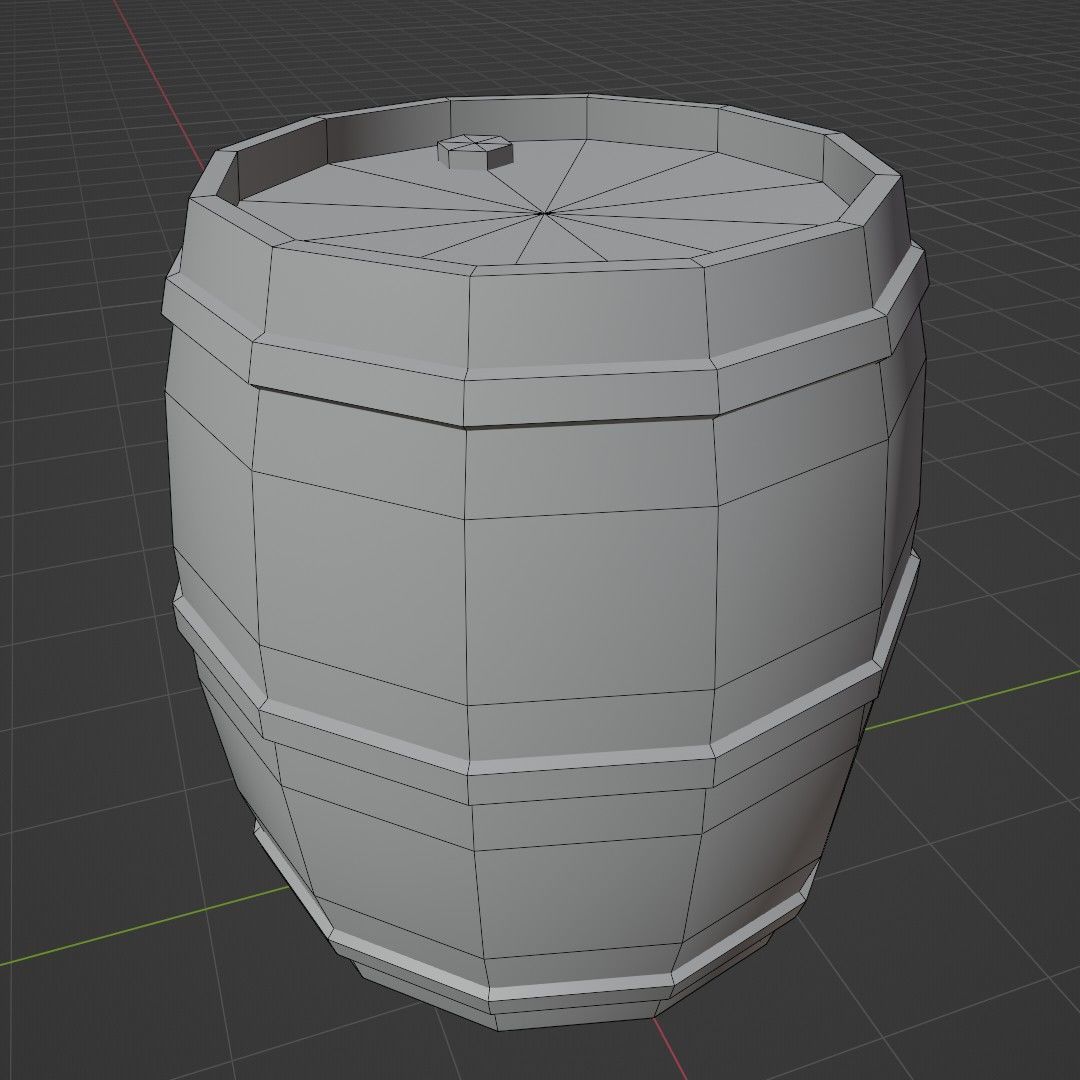 A Wooden Barrel Low-poly 3D model_2