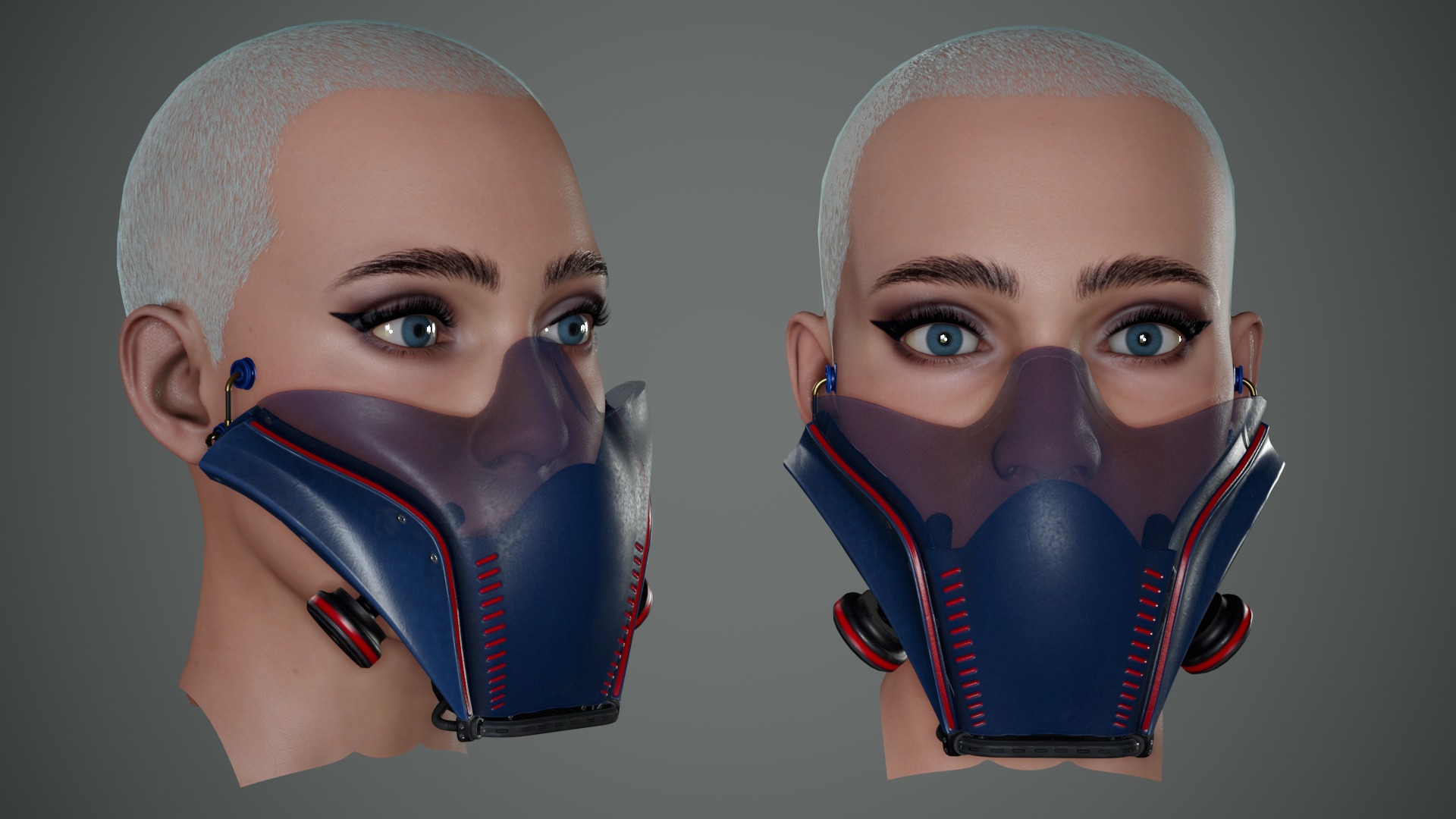 Sci fi Glasses Goggles and Mask Pack 1 Low-poly 3D model_2