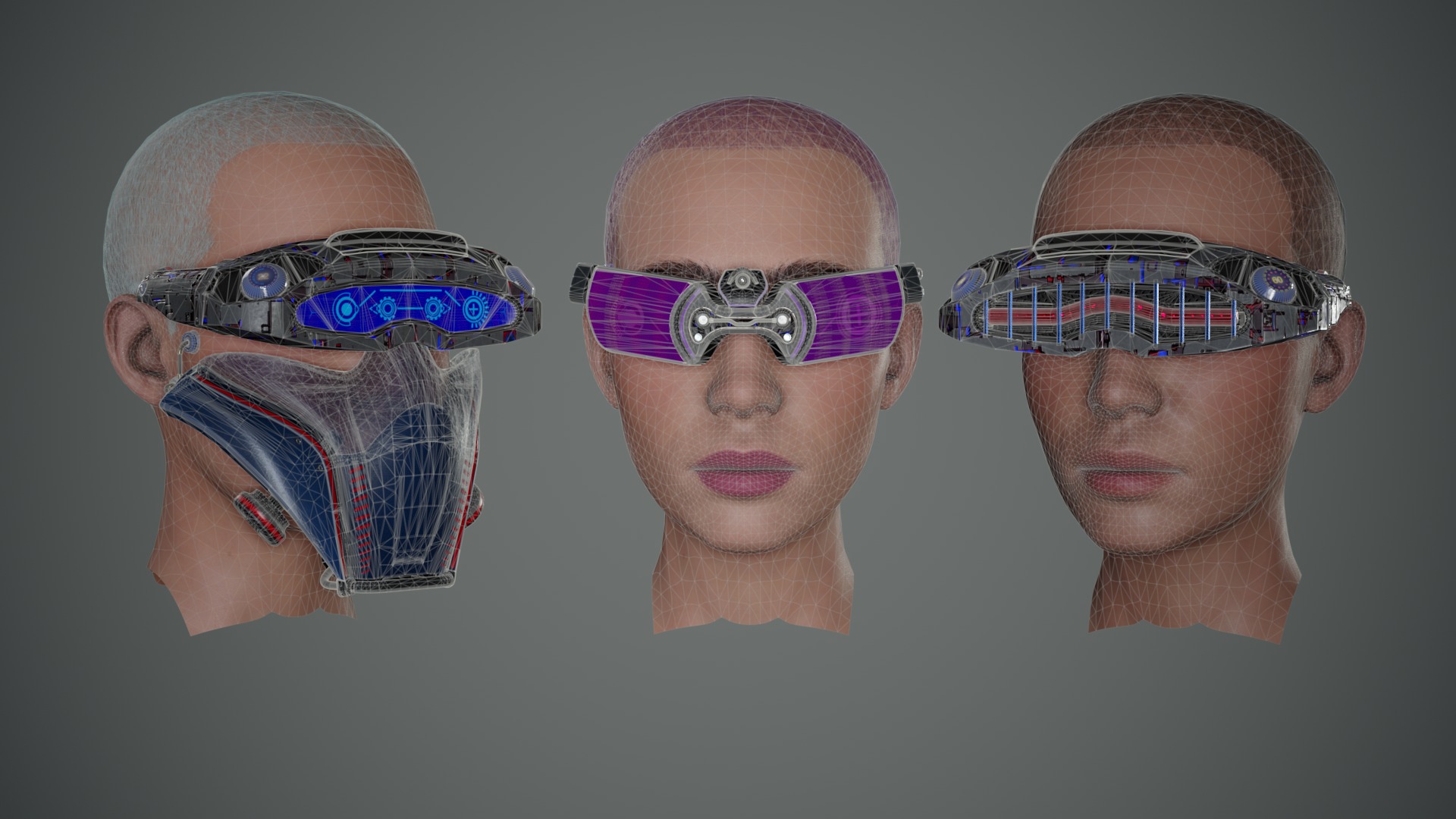 Sci fi Glasses Goggles and Mask Pack 1 Low-poly 3D model_14