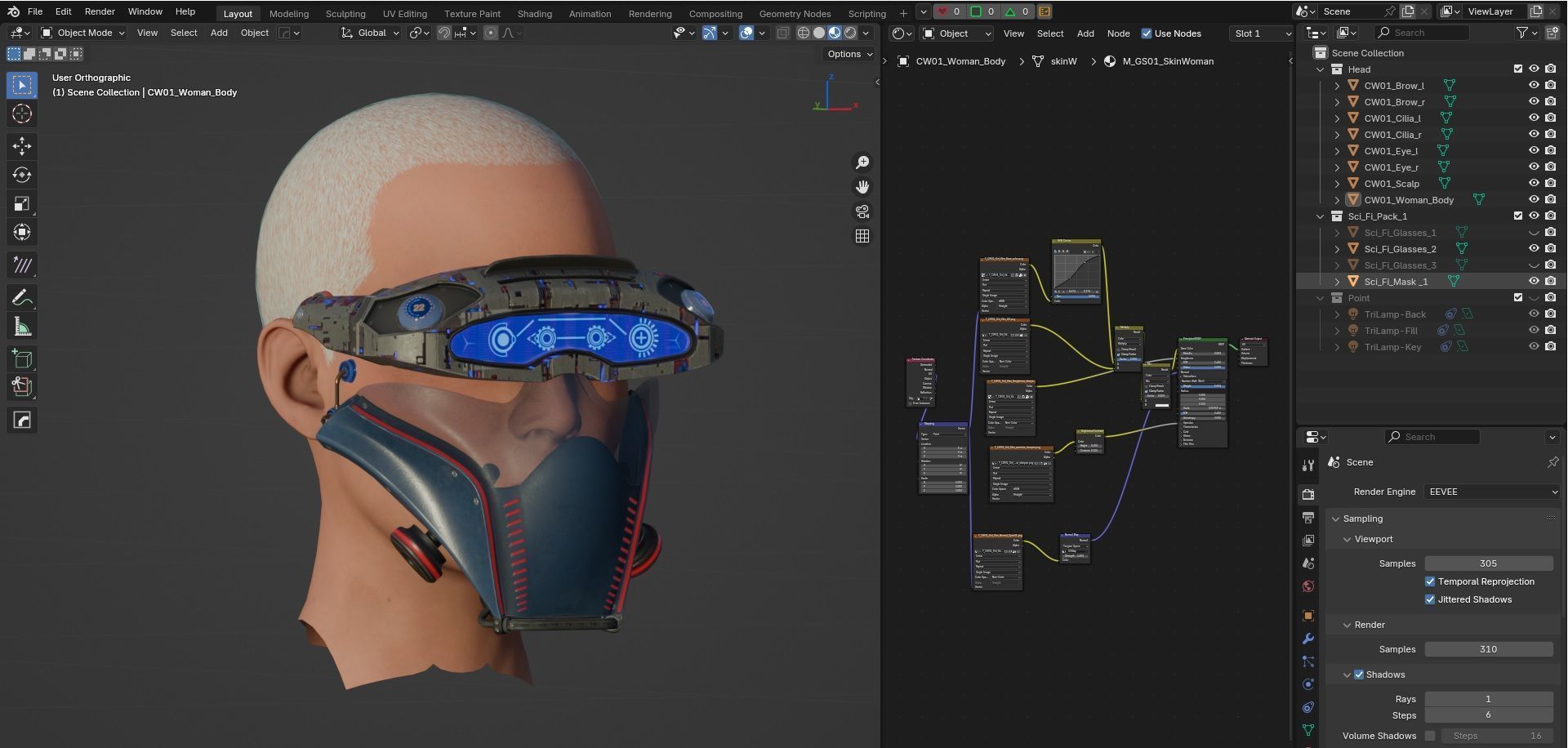 Sci fi Glasses Goggles and Mask Pack 1 Low-poly 3D model_13