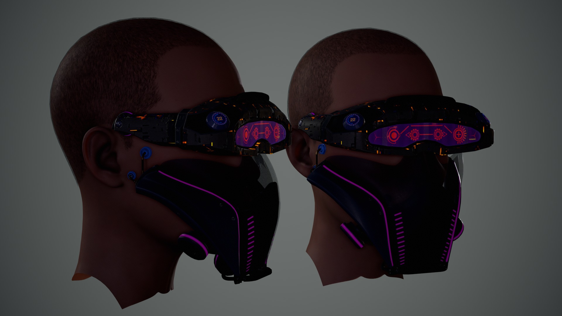 Sci fi Glasses Goggles and Mask Pack 1 Low-poly 3D model_5