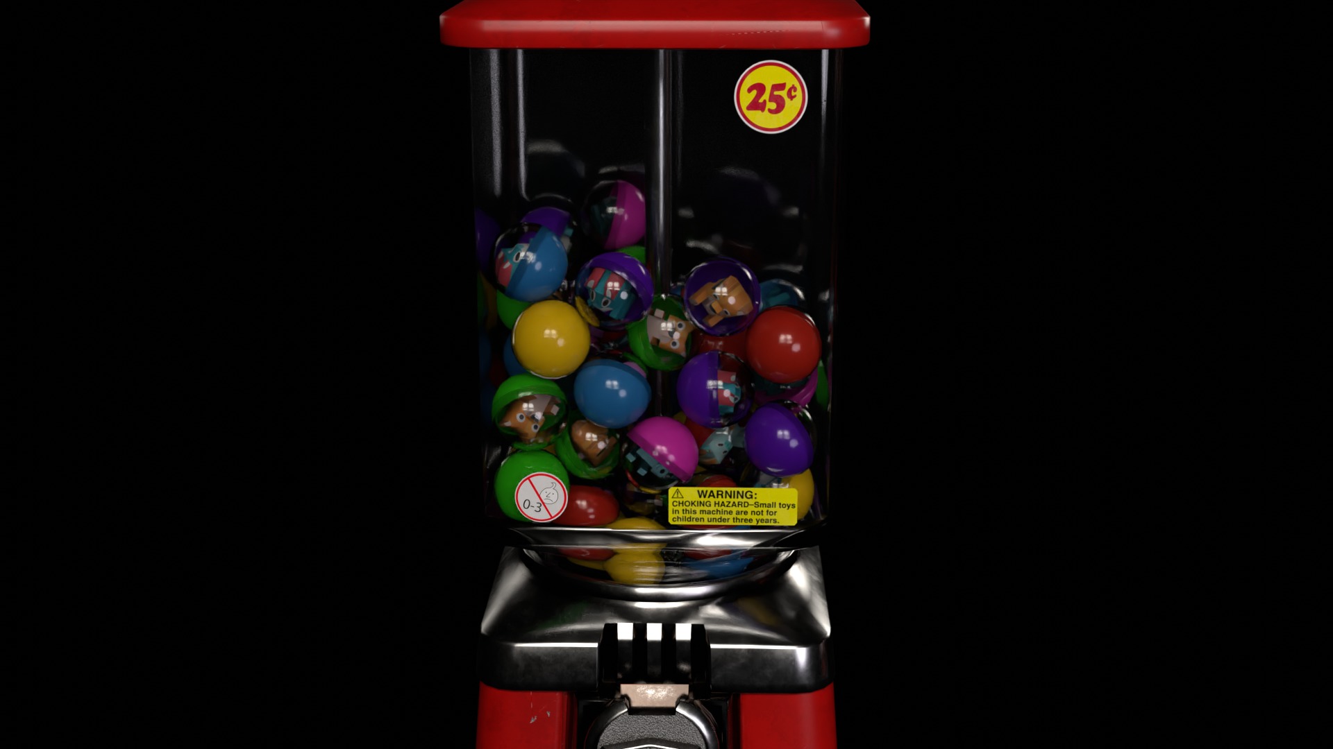 Gumball Candy Vending Machine Collection with 15 Fillings 3D model_14