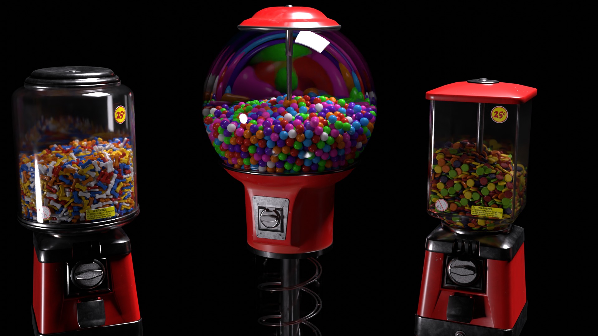 Gumball Candy Vending Machine Collection with 15 Fillings 3D model_3