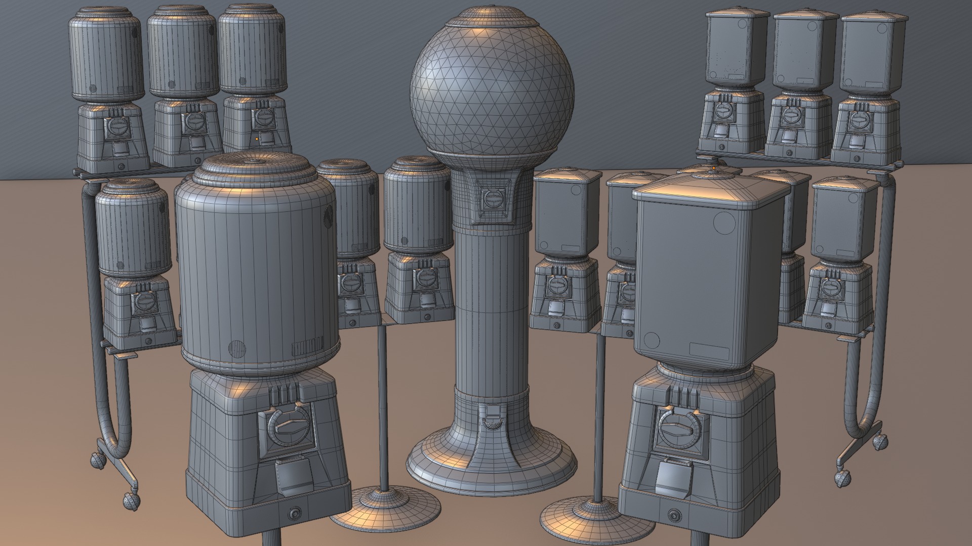 Gumball Candy Vending Machine Collection with 15 Fillings 3D model_1