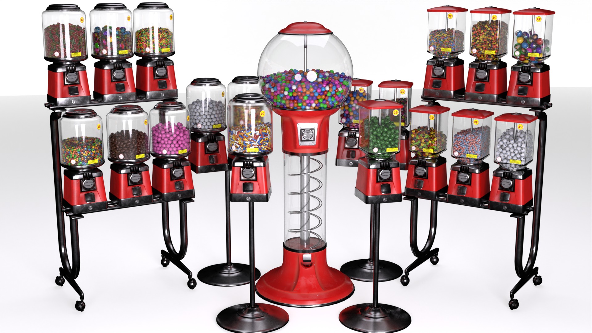 Gumball Candy Vending Machine Collection with 15 Fillings 3D model_18