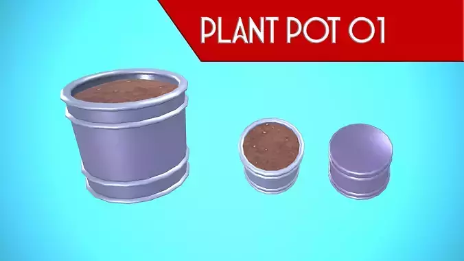 PLANT POT 01 DIRT CARTOON STYLIZED
