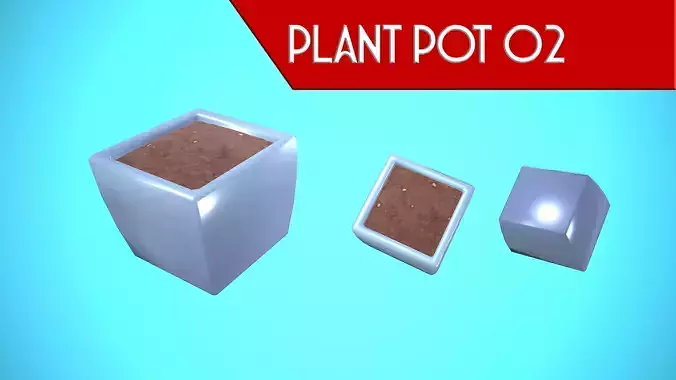 PLANT POT 02 DIRT CARTOON STYLIZED