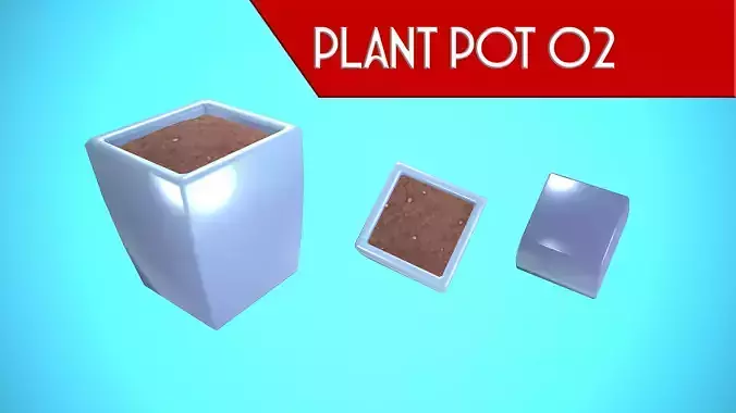 PLANT POT 03 DIRT CARTOON STYLIZED