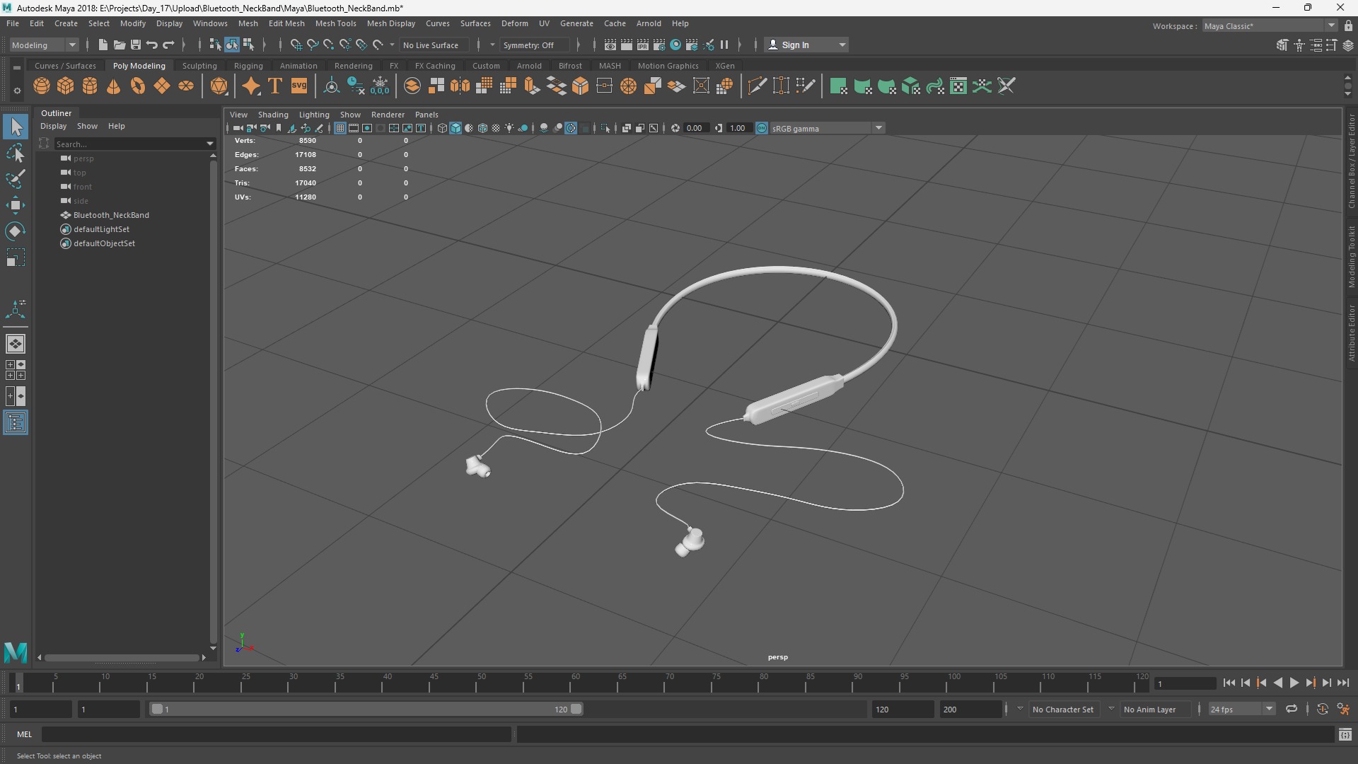 Bluetooth neckband Low-poly 3D model_7