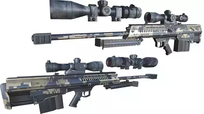 34-barrett-gun model 3d game ready model Low-poly 3D model