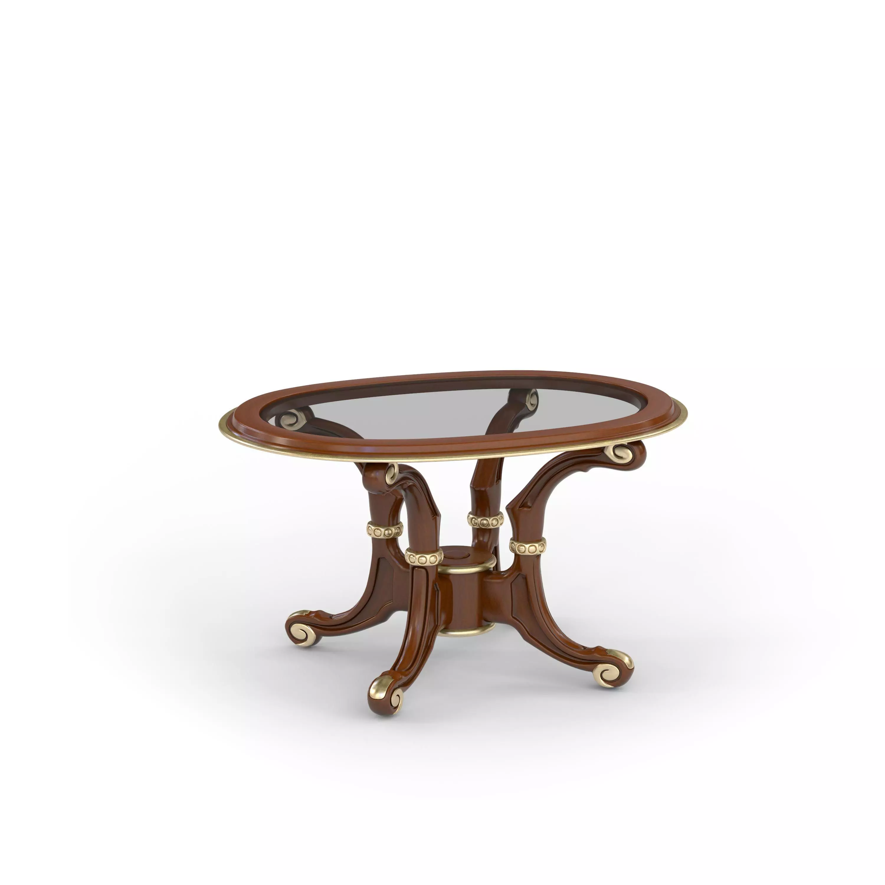 Oval side table with glass top by Modenese 3D model_0