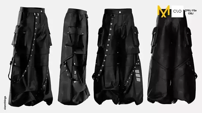 Streetwear Baggy Denim Pants Model 043 3D model