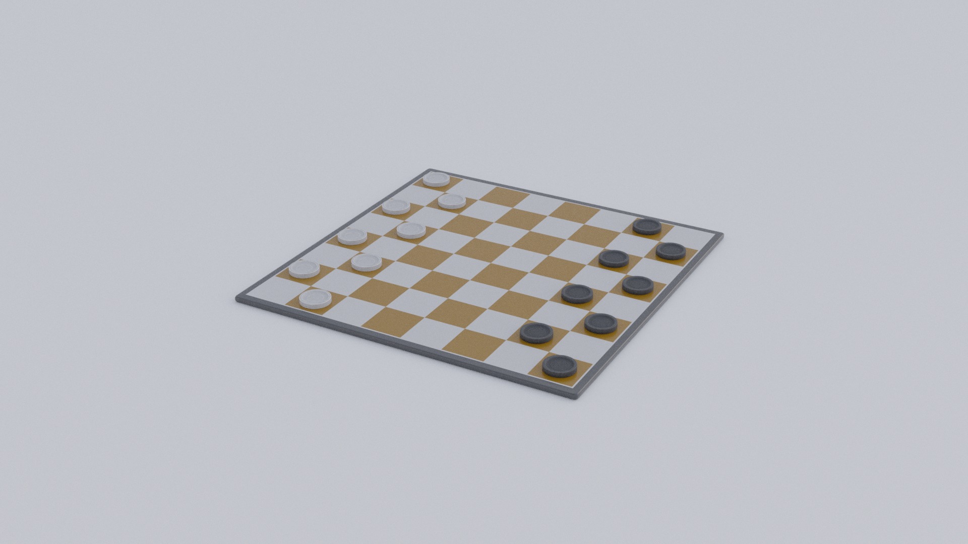 Checkers board game Low-poly 3D model_4