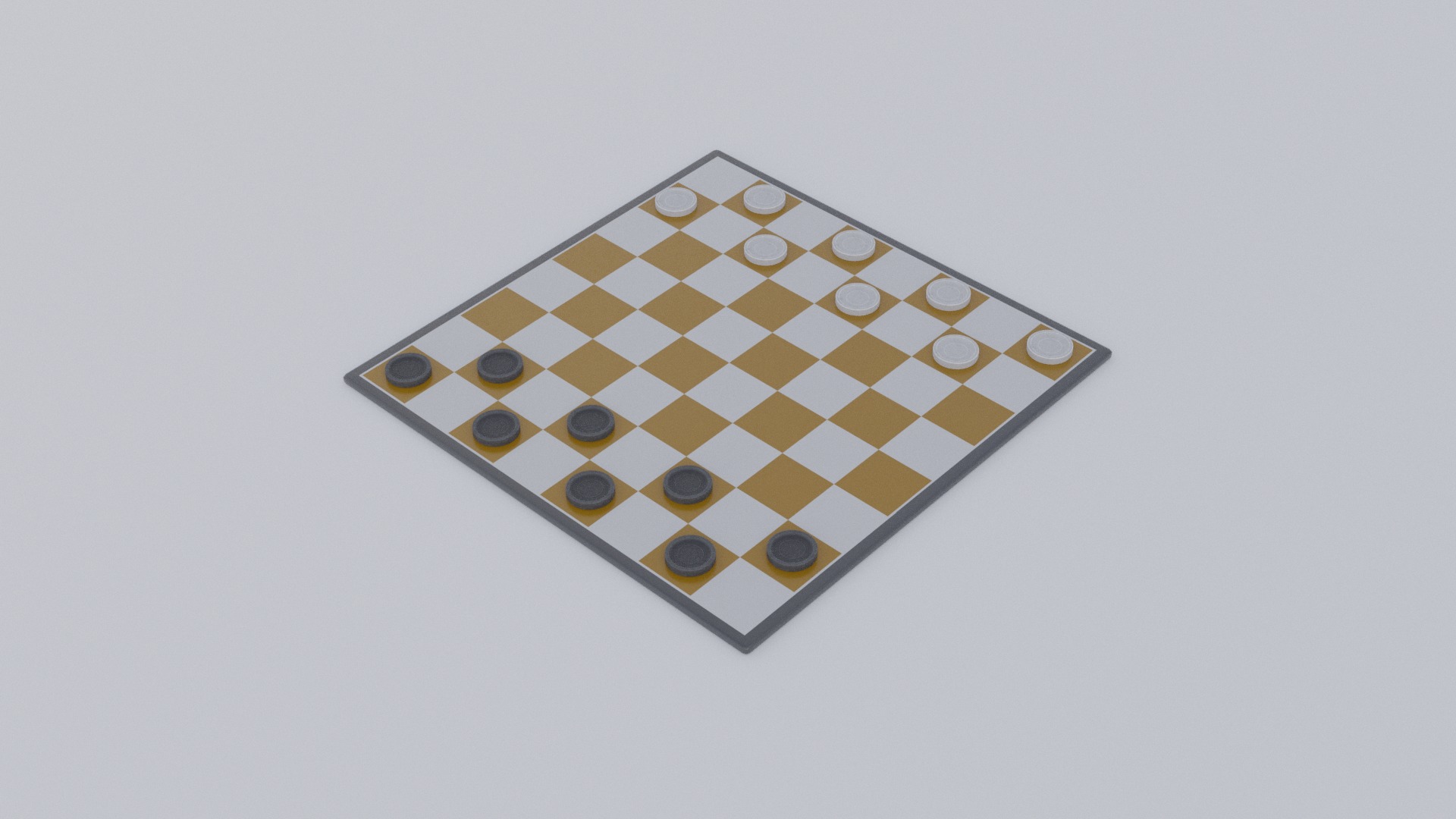 Checkers board game Low-poly 3D model_1