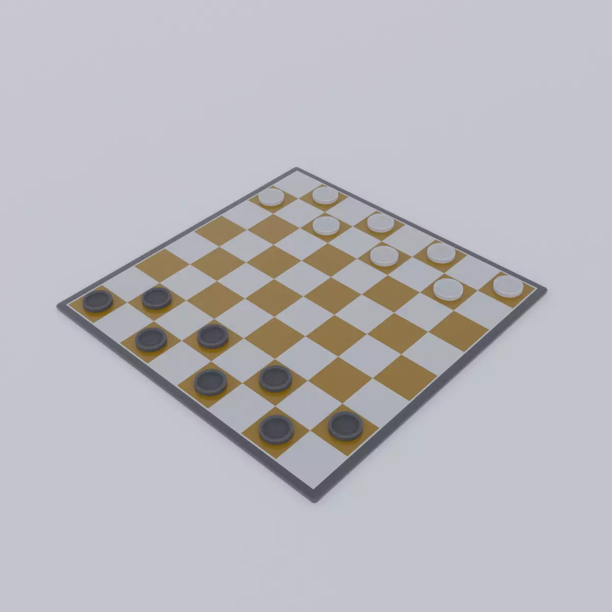 Checkers board game Low-poly 3D model_0