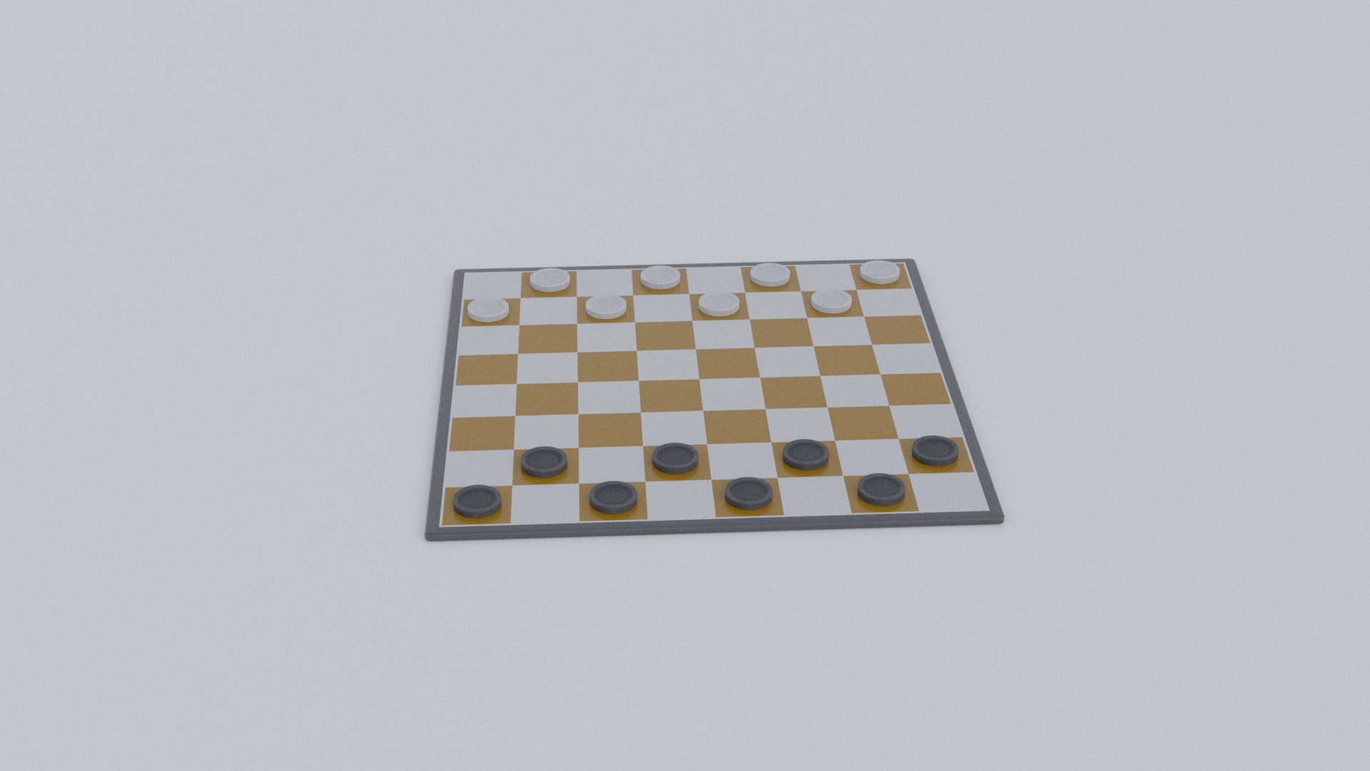 Checkers board game Low-poly 3D model_3