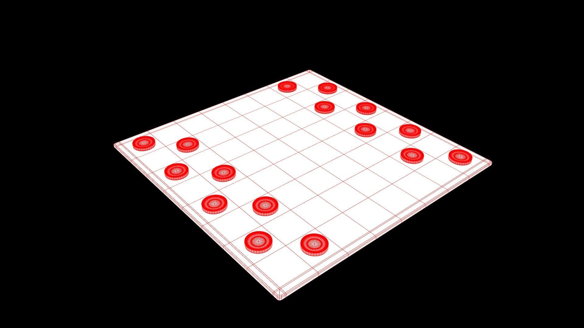 Checkers board game Low-poly 3D model_8