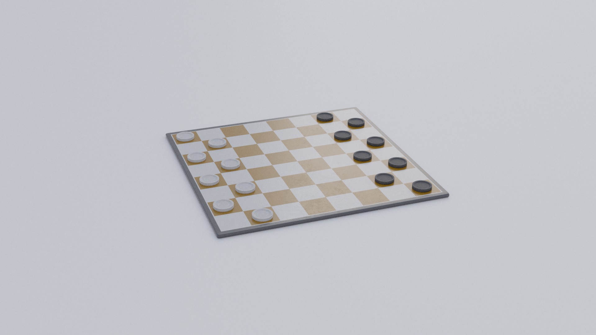 Checkers board game Low-poly 3D model_5