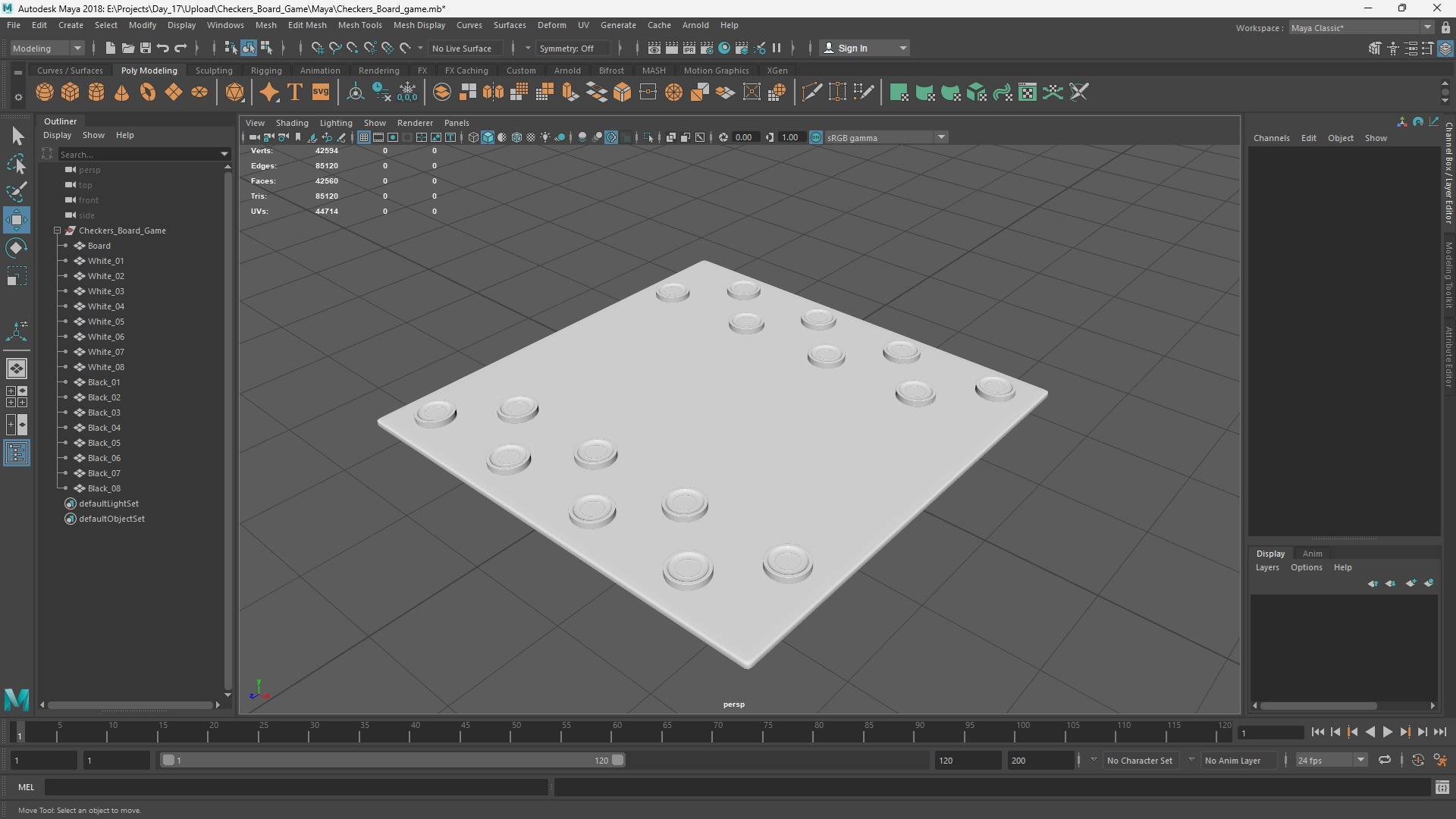 Checkers board game Low-poly 3D model_7
