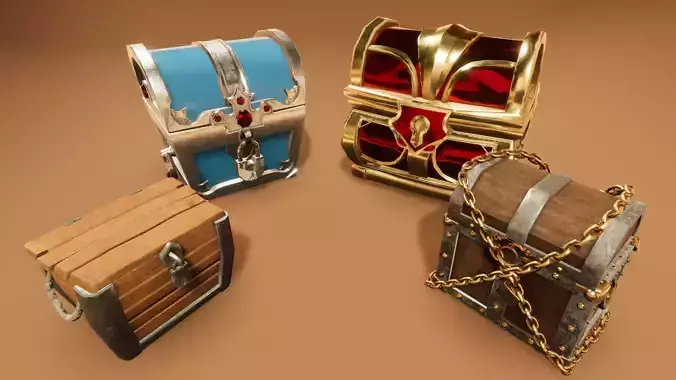 Stylized 3D Treasure Chest Pack for RPG Loot and Rewards 3D model