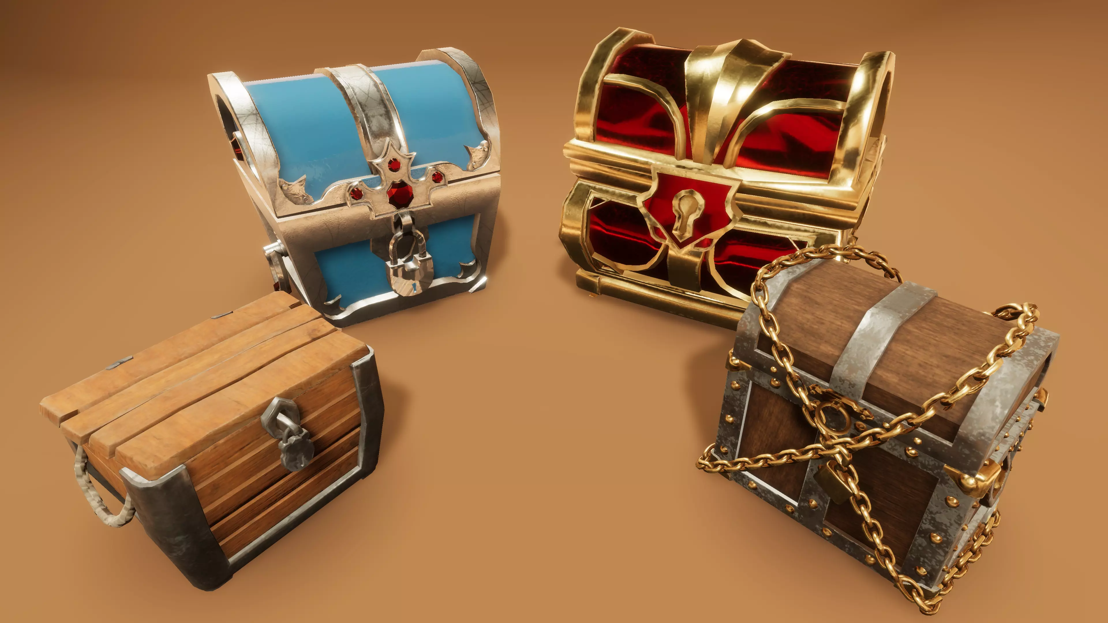 Stylized 3D Treasure Chest Pack for RPG Loot and Rewards 3D model_0
