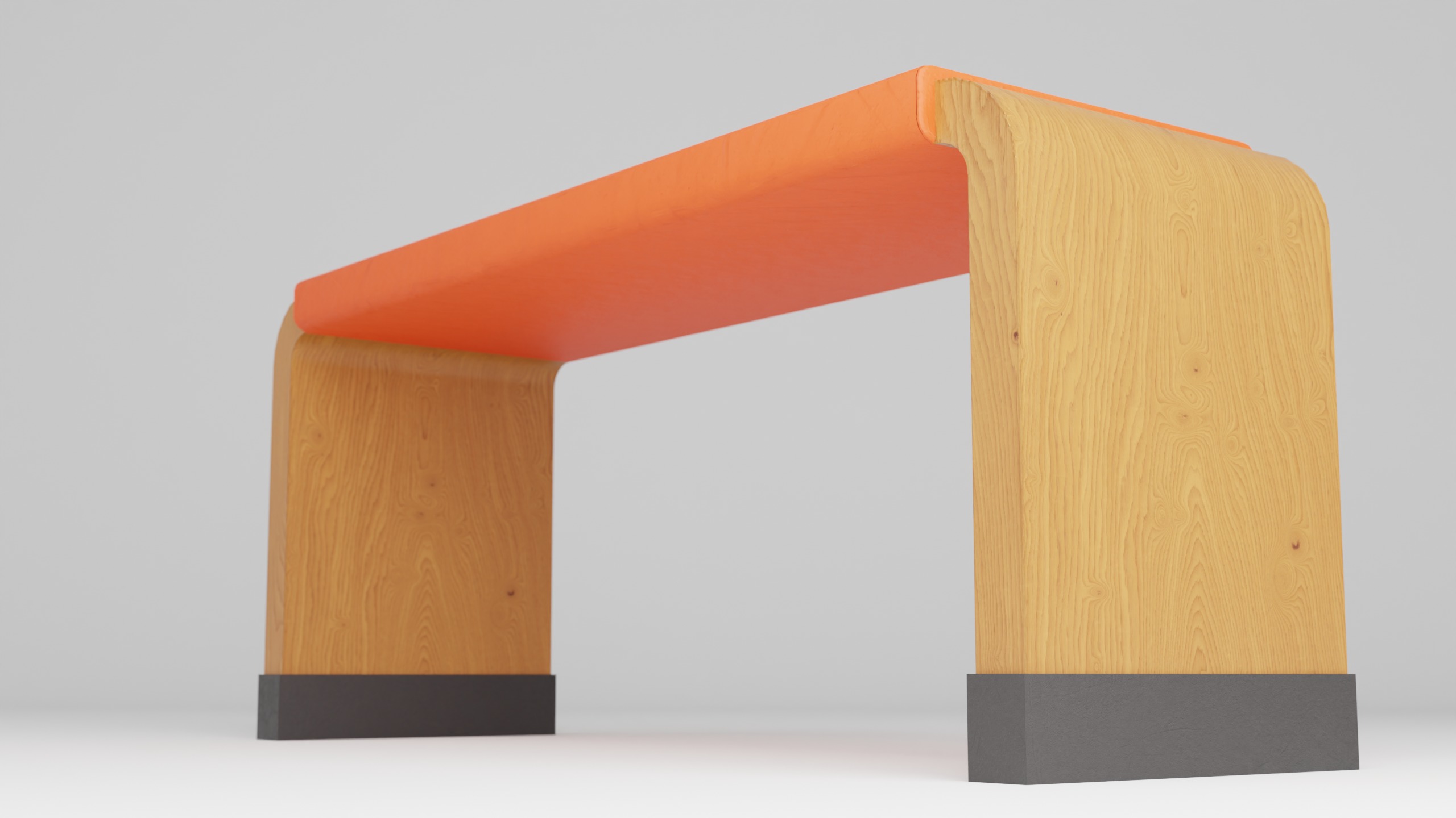 Orange Bench PBR Low-poly 3D model_1